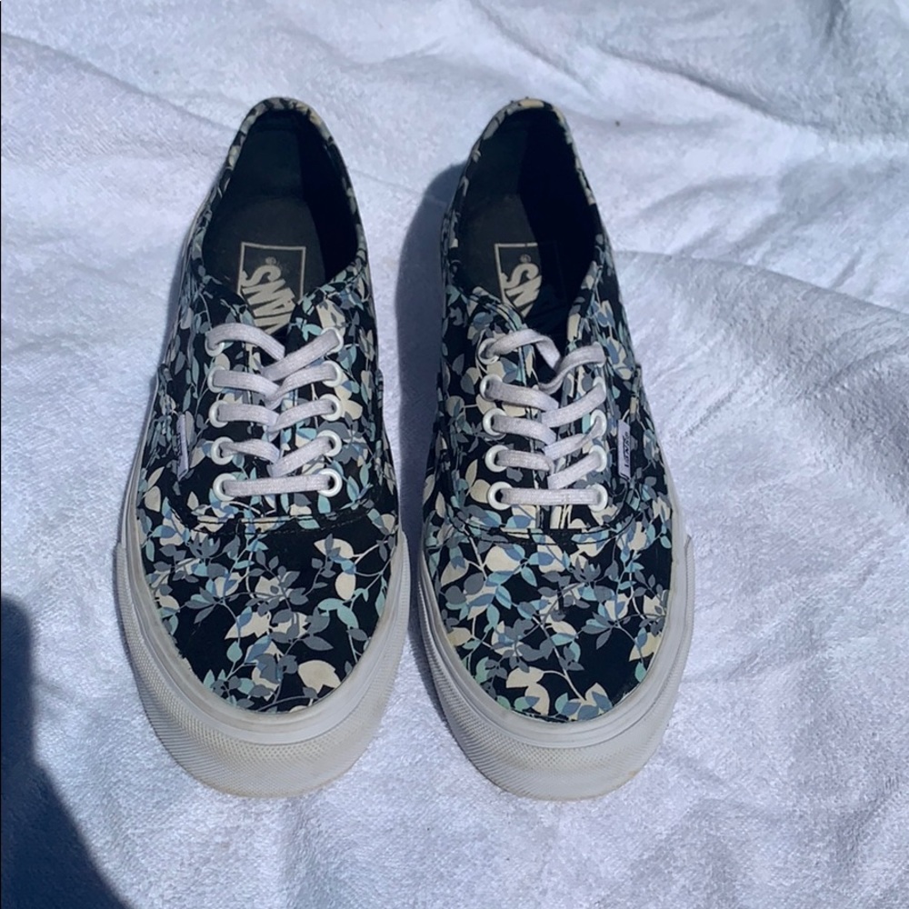 Blue & white flowered Vans